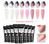 8 pezzi Set di Poly Gel per unghie da 20ml, Set di estensione unghie in Poly Gel rosa chiaro, Duraturo, Semi-permanente, arte di unghie in gel UV, Senza profumo, Facile da usare, Miglioramento delle u