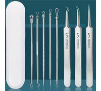 8 pezzi Set di strumenti per l'acne e la cura della pelle, inclusi aghi per l'acne, ganci per i gomiti, strumenti per i punti neri, accessori di stile Y2K, essenziali da viaggio, penne, ciondoli, felp