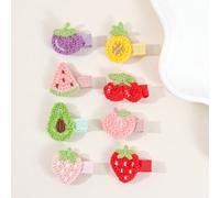 8 pezzi/Set Fermagli per capelli carini a forma di fragola, ciliegia e altri frutti per bambine, non dannosi, adatti per le vacanze e l'uso quotidiano Tagli UnicaFrutta & verduraLega di ferro