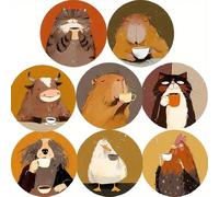 8 pezzi/set Nuovi sottobicchieri in legno alla moda, design carino di animali, adatti per il soggiorno, la cucina, la sala da pranzo, gli spazi commerciali, regalo Tagli UnicaAnimale,Blocchi di colore