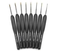 8 pezzi set uncinetto, uncinetti in alluminio nero con manico morbido maglione tessuto di piccole dimensioni aghi per maglieria fai da te accessorio per cucire artigianale (1-2.75mm)