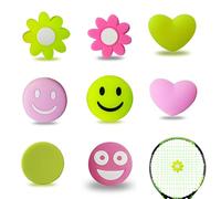 8 Pezzi smorzatori per racchetta da tennis, smorzatori di vibrazioni divertenti a forma di cuore con faccina sorridente, emoticon in silicone a forma di cuore, riduce le vibrazioni della racchetta