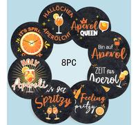 8 pezzi Sottobicchieri per Aperol Spritz, sottobicchieri con testo "Orange Mood" per l'atmosfera di caffè/cocktail, sottobicchieri per protezione dal calore, sottopiatti, sottobicchieri antiscivolo, o