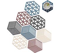 8 Pezzi Sottopentola in Silicone Sottobicchieri，Sottopentola in Silicone，per Cucina Domestica Tavolo da Pranzo.