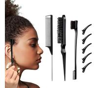 8 Pezzi Spazzola Capelli Kit, Pettine con Manico, Fermagli per Capelli, Pettine a Coda Topo, Pettini Styling, Pettine Antistatico, Capelli in Setola Pettini, Pinze per Capelli Professionali, Nero