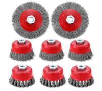 8 Pezzi Spazzola Metallica Smerigliatrice Angolare Kit,75mm e 100mm Set di Spazzole Metalliche con Filo,Accessorio per Smerigliatrice Angolare per Modelli M14 per Smerigliare, Sbavare e Decalcificare
