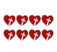 8 Pezzi Spilla a Cuore Religioso Croce Rossa in Smalto per Donne | Metallo e Lega Finitura Lucida, Simbolo Sacro per Cerimonie Religiose, Chiesa e Raccolte