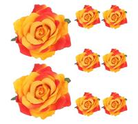 8 Pezzi Spilla a Fiore Rosa in Stoffa, Elegante e Vintage per Sposa | Decorazione per Abiti e Borse, Tono Arancia, per Banchetto e Scena, per Gruppo Nozze