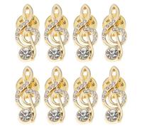 8 Pezzi Spilla Musicale con Pietre Brillanti, Lega Oro Elegante | Forma Chiave di Violino, Stile Coreano Raffinato, per Nozze e Natale, Leggera e Resistente All'usura