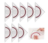 8 Pezzi Squadra Geometrica in Plastica, Righello Triangolare,goniometro trasparente, Set Quadrato Triangolo Goniometro in Plastica Rimovibile, per Scuola e Ufficio,per Studenti, Progettisti