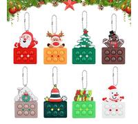 8 Pezzi Squeeze Pop Giocattoli in Silicone, Fidget Toy Portachiavi, Poppet Bubble Giocattoli Antistress, Mini Push It Fidget Toy per Bambini Adolescenti Adulti