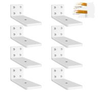 8 Pezzi Staffe per Mensole Fluttuanti, 10 Cm Staffe per Mensole Pesanti, Supporto da Appendere Alla Parete per Mensole Fai da Te | 5 mm Di Spessore con Viti (Bianco) 4in