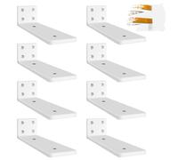 8 Pezzi Staffe per Mensole Fluttuanti, 15 Cm Staffe per Mensole Pesanti, Supporto da Appendere Alla Parete per Mensole Fai da Te | 5 mm Di Spessore con Viti (Bianco) 6in