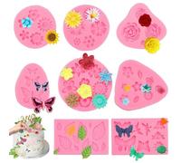 8 Pezzi Stampi Fiore in Silicone,3D Stampi per Candele In Silicone Fiori,Stampo per Sapone Torta Cioccolato Caramelle Dolci Stampi per Torte Sapone Gelatina Tortiera