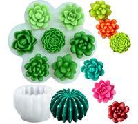 8 Pezzi Stampi in Silicone 3D a Forma di Succulente, Multiuso Riutilizzabile per Candele Fai-da-te, Resina Epossidica, Sapone e Lavori Artigianali