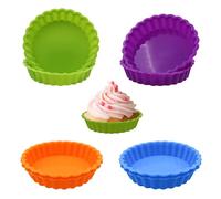 8 Pezzi Stampi per Dolci in Silicone Stampo in Silicone per Tortiera Stampi Crostata Rotonda Silicone Torta Stampo Rotondo Riutilizzabili Cake Mold per Muffin Budini Cupcakes Cioccolato (4 Pollici)