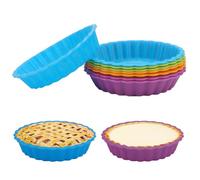 8 Pezzi Stampo Crostata Silicone, 11cm Silicone Torta Stampo Rotondo, Stampi per Crostate in Silicone Antiaderente, Mini Pirottini da Forno Riutilizzabili Torta Stampo, per Torte Quiche Crostata