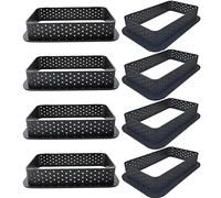 8 Pezzi Stampo Mousse per Torta, Stampo Rotondo Perforato, Anello Mousse Torta, Stampo per Mousse Forato in Plastica Nera Tondo, Strumenti per Anello da Dessert da Forno Fai da te (Rettangolare)