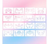 8 Pezzi Stencil per la Pittura del Viso,Tattoo Stencil Temporanei Riutilizzabili per Trucco Bambini,Modello di Pittura del Corpo per Hallowee