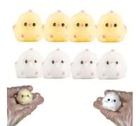8 pezzi Taba Squishy Toys, Yellow and White Bobo Chicken Mini Fufu Squishies, Cute Stress Relief Toys,Furry Squishy Animals Kit for Office, Home, Travel, Stress Relief Fidget Toys for Adults Gift