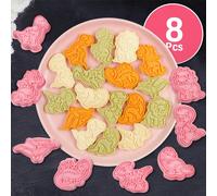 8 pezzi Tagliabiscotti a forma di dinosauro 3D, strumenti di taglio per pasta, realizzati in materiale polipropilene durevole, per cuocere torte, biscotti, pasta di zucchero, sapone, argilla e gesso -
