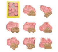 8 Pezzi Tagliabiscotti Auto, Mezzi Di Trasporto, Formine Per Biscotti 3D, Formine Per Biscotti Bambini, Stampi Biscotti Mezzi Di Trasporto, Escavatore (Traffico)