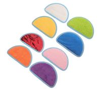 8 Pezzi Tappetino Sensoriale Semicircolare Superfici Tattili e Pieghevole | Tessuto e Plastica, Colori Delicati Paillettes, per Aule e Ambienti Speciali, Ragazzi e Autistici