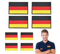 8 Pezzi Toppa Bandiera Germania Germany Flag Patch Embroidered German Flag Tactical Patches Hook and Loop Applique Toppa da Cucire Ricamata Emblema Nazionale Germania for Military Uniform Tactical Bag