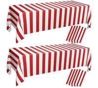 8 Pezzi Tovaglie A Righe Bianche E Rosse Tovaglie Di Carnevale Tovaglie Di Plastica Usa E Getta A Strisce Rosse Per Festa A Tema Carnevale, Serata Film, Compleanno, Festa Di Festa, 130 X 220cm