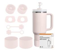 8 pezzi, tra cui 2 tappi di copertura per cannuccia, 2 tappi quadrati per fuoriuscite, 2 tappi rotondi per perdite, 2 stivali in silicone per Stanley Cup 2.0 1,2 l e 850 ml (Rose Quartz)