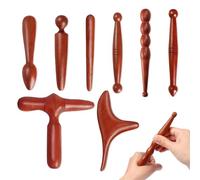 8 pezzi trigger point massaggiatore piede in legno, strumento per massaggi in legno, massaggiatore triangolare per collo, mani/gambe, muscolatura del corpo