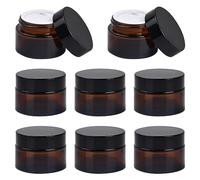 8 Pezzi Vasetti Vetro Ambrato, Contenitore per Cosmetici da 30 ml, Barattoli per Crema Marrone, Contenitori Vuoti Ricaricabili con Tappo a Vite per Cosmetici Lozioni Crema (30ml)
