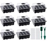 8 Pezzi Vassoi di Avviamento per Piantine, 96 Celle Vassoio di Germinazione del Propagatore Con Vassoi Mini Serra per Piantine Nterno Vassoio Semina, Contenitore (Nero)