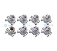 8 Pezzi YOU.S Alu Teschio Argento Con Guarnizione Tappi Valvola Per Auto PKW LKW