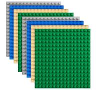 8 piastre da costruzione compatibili con Duplo, piastre di base da 25,5 x 25,5 cm con 16 × 16 gommini, piastra di base classica compatibile con diversi blocchi da costruzione, verde, blu, grigio