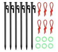 8 picchetti per tenda, picchetti stabili con gancio e foro, picchetti per tenda con corde riflettenti, per campeggio e escursioni, 25 cm