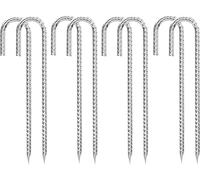 8 picchetti zincati, picchetto di ancoraggio a terra in acciaio zincato a forma di J, per tende, giardino, piante, campeggio, trampolino (30 cm, argento)