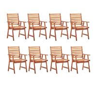8 Piece Acacia Solid Wood Outdoor Dining Chairs Set, Weather-Resistant Garden Patio Furniture with Slatted Design for Terrace Backyard, Natural Finish Easy to Clean, Max Load 110kg per Seat