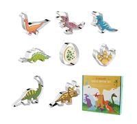 8 Piece Dinosaur Cookie Cutter Set - Stainless Steel Sandwich Bread Molds, Cute Food Shaping Tools For Candy Jelly Party Treats | Creative Meal Presentation, Fun Baking Activity, Themed Party Preparat
