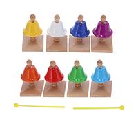 8 - Piece Hand Bells Set 8 Note Colorful Metal Handbells with Wooden Stand, Musical Teaching Aids for Kids, Early Music Education Percussion Toy for Kindergarten and Elementary