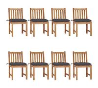 8-Piece Teak Wood Garden Chairs Set with Cushions, Outdoor Patio Furniture for Backyard, Durable Weather-Resistant Solid Wood Dining Seating, Comfortable Lounge Chairs with Anthracite Cushions