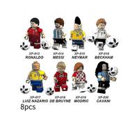 8-Piece World Cup Mini Figure Set Featuring Ronaldo and Messi, Building Block Toy for Kids