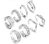 8 Pieces Adjustable Toe Rings Open Toe Ring Set Women Summer Beach Jewelry Gifts Set Useful