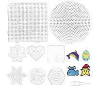 8 pièces de plaques pour perles à repasser, set de plaques de perles à repasser, grands modèles de perles à repasser, puzzle de forme transparente DIY avec 1 pincette blanche
