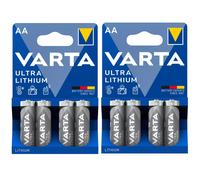 8 Pile VARTA Ultra Lithium AA Batterie Litio Stilo Mignon 1,5V Foto Flash Gps