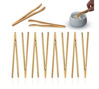 8 pinze dritte in bambù con 2 pinze curve in bambù, pinze da cucina, pic-nic, barbecue, pane, insalata, sushi, cucina, ristorante.