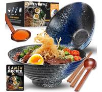 8 Pollici 2 Set Ciotola Ramen In Ceramica(9 pezzi), Ciotola Di Pasta Giapponesi Con Ricette Forchetta Bacchette E Cucchiaio Per Spaghetti Zuppa Di Insalata Snack Bowl Regali Per Uomini Donne Di Casa