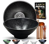 8 Pollici 2 Set Ciotola Ramen In Ceramica(9 pezzi), Ciotola Di Pasta Giapponesi Con Ricette Forchetta Bacchette E Cucchiaio Per Spaghetti Zuppa Di Insalata Snack Bowl Regali Per Uomini Donne Di Casa