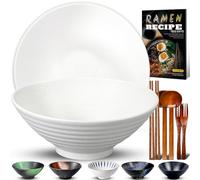 8 Pollici 2 Set Ciotola Ramen In Ceramica(9 pezzi), Ciotola Di Pasta Giapponesi Con Ricette Forchetta Bacchette E Cucchiaio Per Spaghetti Zuppa Di Insalata Snack Bowl Regali Per Uomini Donne Di Casa