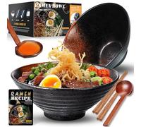 8 Pollici 2 Set Ciotola Ramen In Ceramica(9 pezzi), Ciotola Di Pasta Giapponesi Con Ricette Forchetta Bacchette E Cucchiaio Per Spaghetti Zuppa Di Insalata Snack Bowl Regali Per Uomini Donne Di Casa